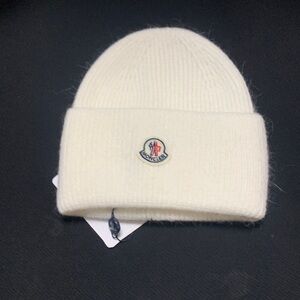 Moncler White Knit Beanie